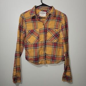 ☀️ Garage Yellow Plaid Button-Up Shirt Size XS